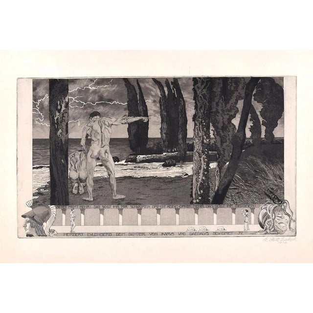 Ikarus und Daedalus - Original Etching by Fritz Zalisz - 1914 1914 For Sale