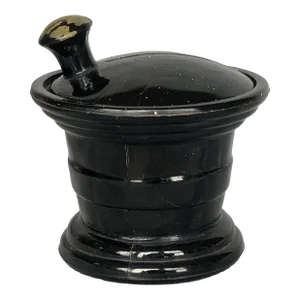 Vintage Black Glass Apothecary Jar With Lid