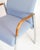 Dining chair from duba, model b8. Blue fabric, mahogany armrests and metal frame. Produced in 2002. Material: mahogany,...