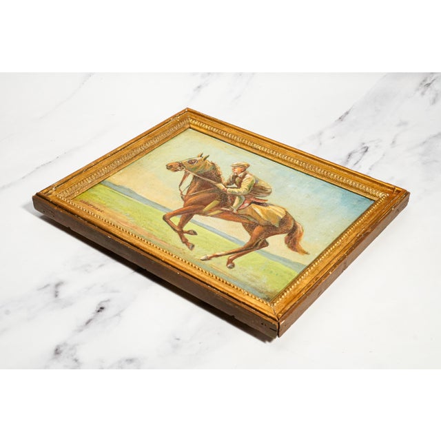 Wonderful Antique English Country Racehorse & Jockey Framed Oil Painting Horse Equestrian Sporting Art Home Decor For Sale - Image 13 of 14