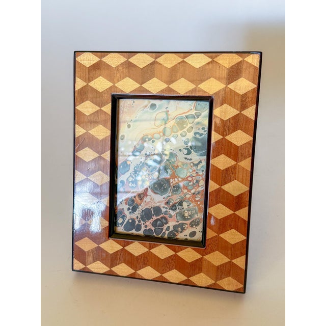 Art Deco Lacquered Inlaid Wood Picture Frame For Sale - Image 3 of 6
