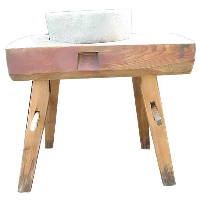 Antique Pre-War Burrs on Industrial Oak Table For Sale