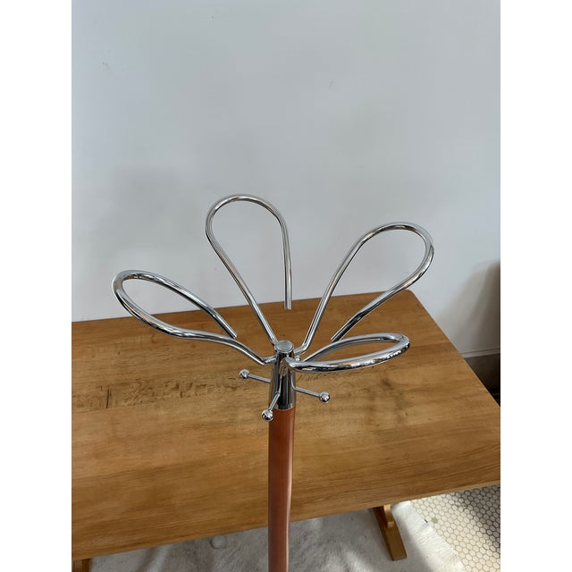 Wood Mid 20th Century Modern Atomic "Lotus" Coat Rack in Chrome and Teak For Sale - Image 7 of 13