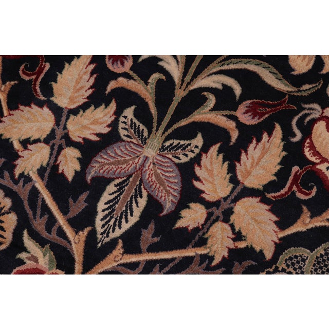 1990s Shabby Chic 1990's Floral Pak-Persian Black/Green Wool Rug - 8'2'' X 10'4'' For Sale - Image 5 of 9