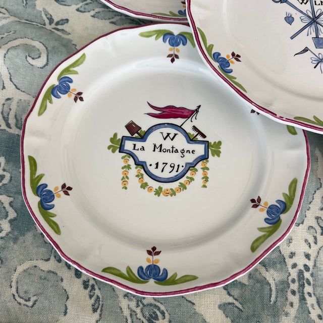 Ceramic Saint-Amand "A Ca Ira" French Revolution Plates- Set of 6 For Sale - Image 7 of 9