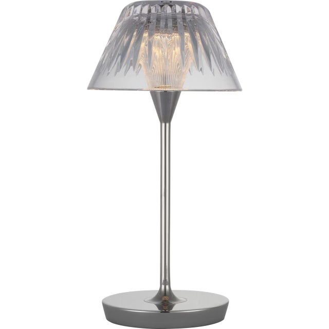 Modern Waterford by Visual Comfort Signature Blaze 12" Rechargeable Table Lamp in Polished Nickel with Clear Crystal For Sale - Image 3 of 3