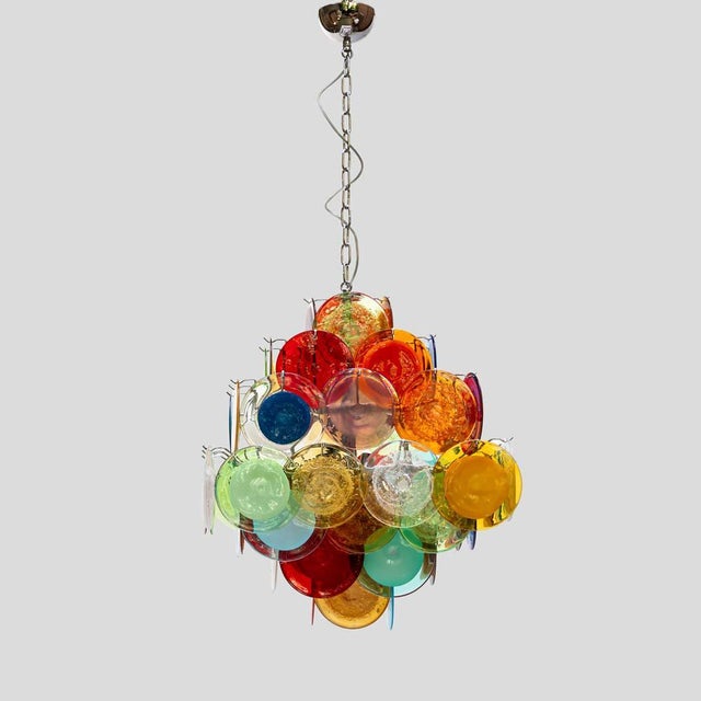 Pulegoso and Sommerso Glass Disc Chandelier from Vistosi, 1980s For Sale - Image 4 of 13