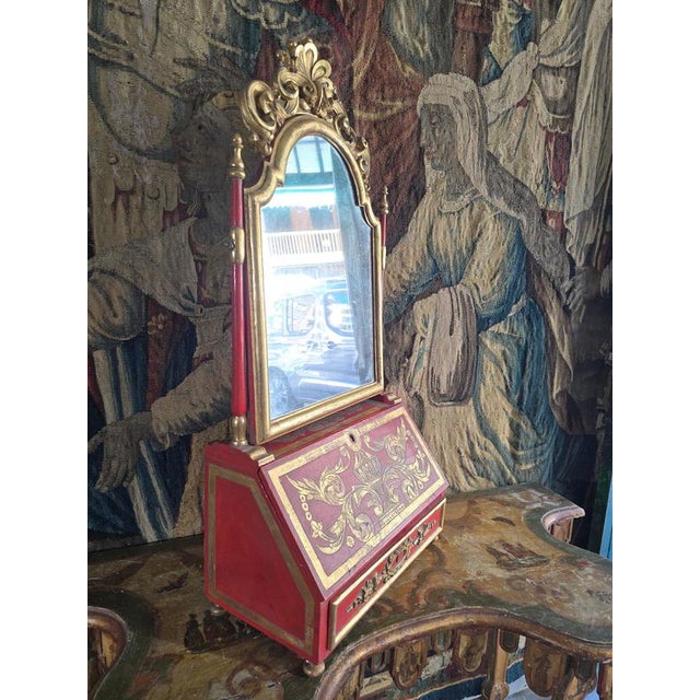 18th Century European Red Lacquer Dressing Table with Mirror, 1780 For Sale - Image 9 of 15