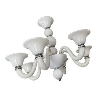 White Murano Glass Chandelier For Sale