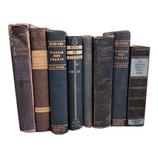 Vintage Book Stack Navy Blues Gray Grey Black For Sale