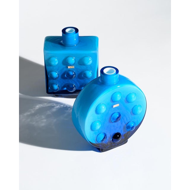 1970s Pop Art Duo Blue Cased Glass Bubble Vases from Friedrich Kristall, Germany, 1970s, Set of 2 For Sale - Image 5 of 18