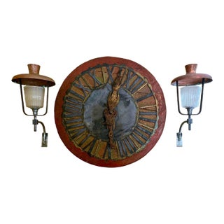 Vintage French Industrial Copper and Glass Wall Lamps - a Pair For Sale