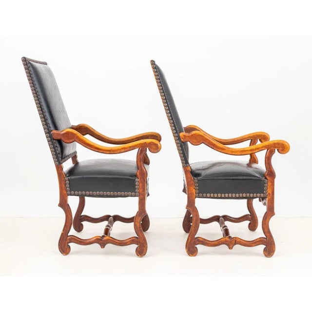 Mid 20th Century Louis XIV Style Walnut Fauteuil, Pair For Sale - Image 5 of 7