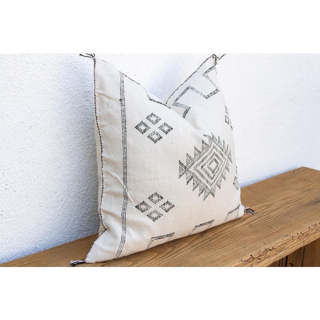 1990s 24" Black Star Medallion Moroccan Silk Pillow For Sale - Image 5 of 8