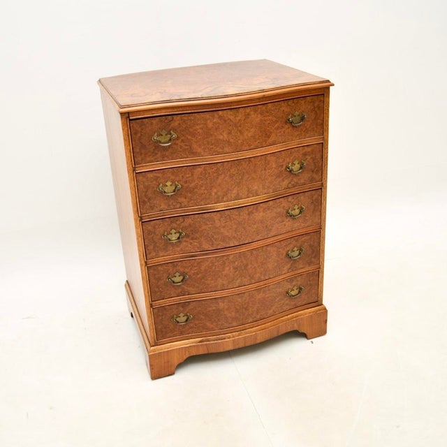 Burr Walnut Serpentine Chest of Drawers, 1930s For Sale - Image 10 of 10