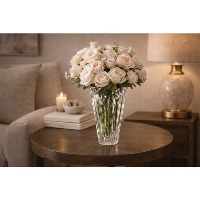 A striking vintage crystal vase by Kosta Boda, showcasing the brand’s celebrated mastery of Scandinavian art glass. This...