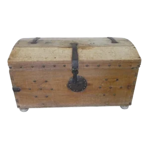 Antique Domed Spanish Colonial Trunk With Iron Hardware