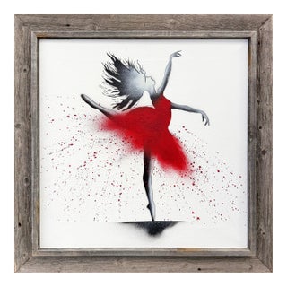 Grafter, Red Ballerina, Original Painting on Canvas, 2013, Hand Signed, Framed, 2013 For Sale