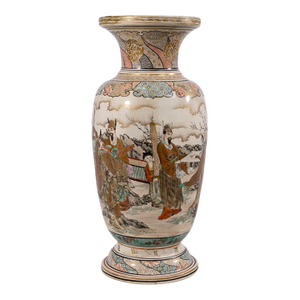 Japanese Satsuma Hand-Painted Vase With Enamel and Gilt Detail - Asian Collectable