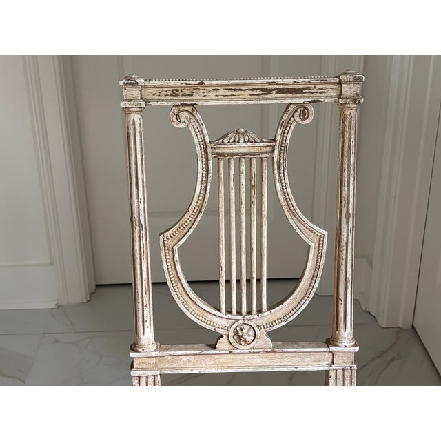 Late 19th Century Louis XVI Style Painted Lyre Back Chairs - A Pair For Sale - Image 4 of 17
