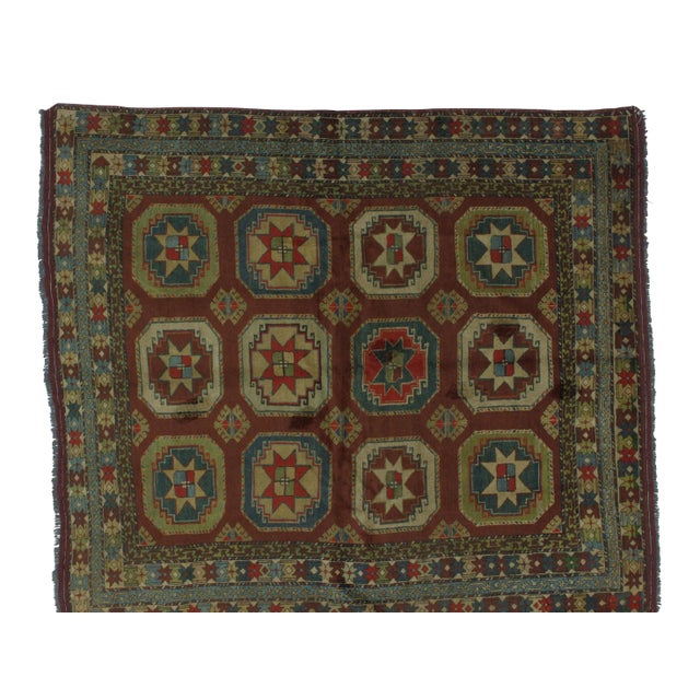 1960s Vintage Square Khotan Rug - 6′9″ × 7′7″ For Sale