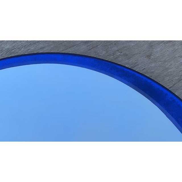 Glass Mid-Century Modern Cobalt Blue Wall Mirror from Veca, Italy For Sale - Image 7 of 15