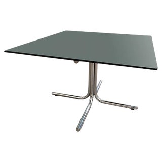 Italian Coffee Table with Chromed Base & Glass Top, 1970s For Sale