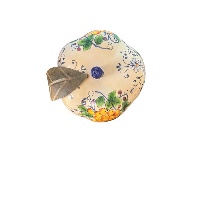 2000 - 2009 Large Ceramic Hand Painted Apple With Metal Leaf For Sale - Image 5 of 7