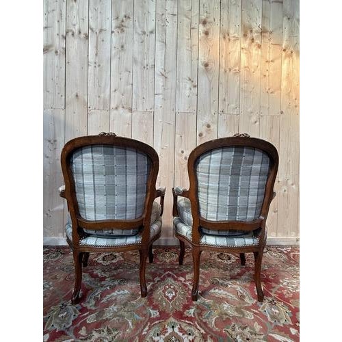Wood Louis XV Style Cabriolet Armchairs, Set of 2 For Sale - Image 7 of 8