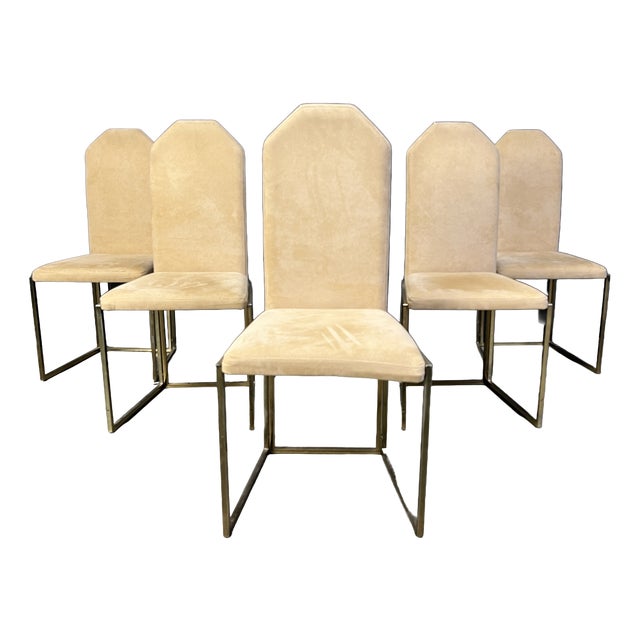 Vintage Brass Dining Chairs from Belgochrom, 1970s, Set of 6 For Sale