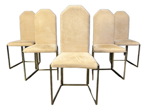 Vintage Brass Dining Chairs from Belgochrom, 1970s, Set of 6