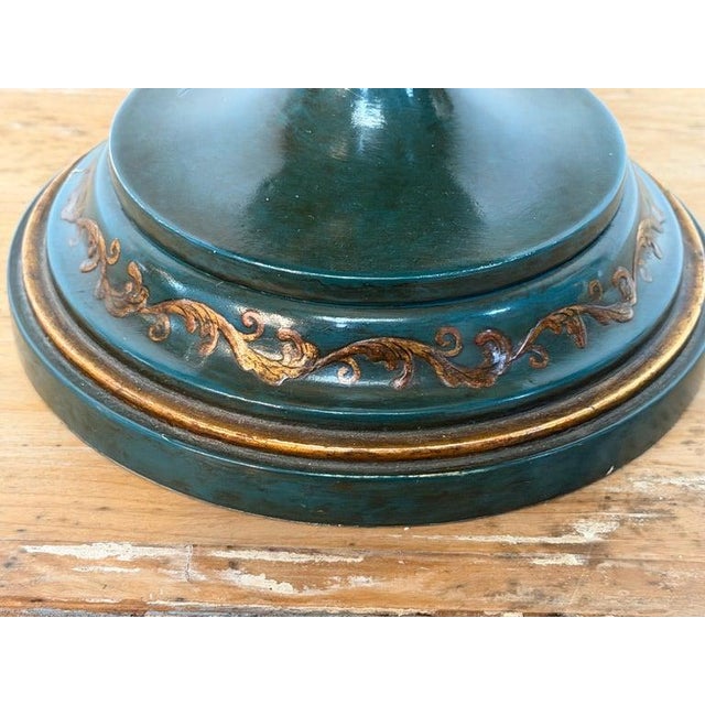 Mid 20th Century Italian Neoclassical Tole Urn Table Lamp Hand Painted Original Parchment Shade For Sale - Image 11 of 18