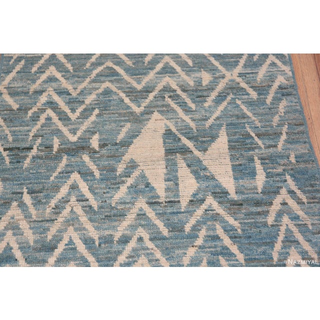 Nazmiyal Collection Modern Tribal Geometric Hallway Runner Rug For Sale In New York - Image 6 of 7