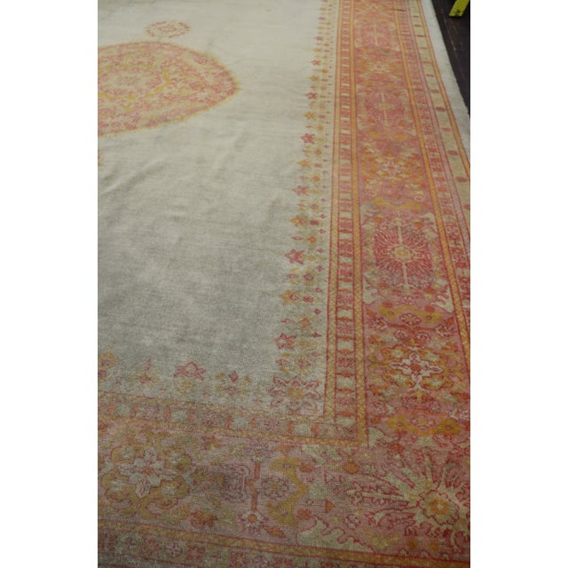 Late 19th Century Antique Turkish Green Oushak Rug 11'1" X 14'6" For Sale In Chicago - Image 6 of 12