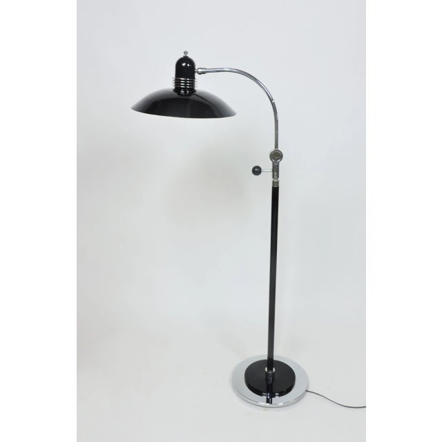 1930s 1930s Art Deco Streamline Machine Age Black and Chrome Adjustable Floor Lamp For Sale - Image 5 of 12