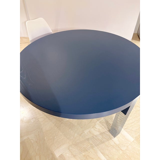 Blue-Stained Wooden Round Table by Cappellini, 2001 For Sale - Image 6 of 13