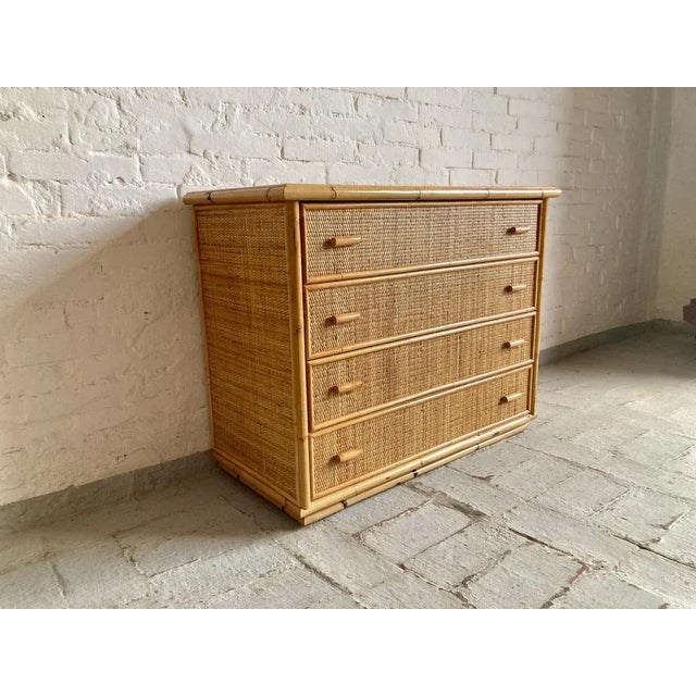 Italian Wicker and Rattan Chest of Drawers, 1970s For Sale - Image 4 of 14