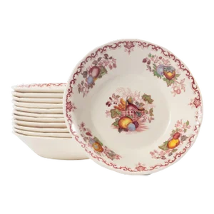 Vintage Mason's Ironstone China Berry Bowls - Fruit Basket Pattern- Set of 12