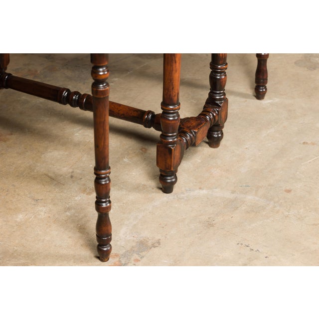 English 19th Century Oak Drop Leaf Table with Turned Legs and Two Drawers For Sale - Image 10 of 12