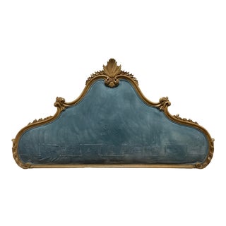 Hollywood Regency Rococo Carved Pine Queen Size Headboard For Sale