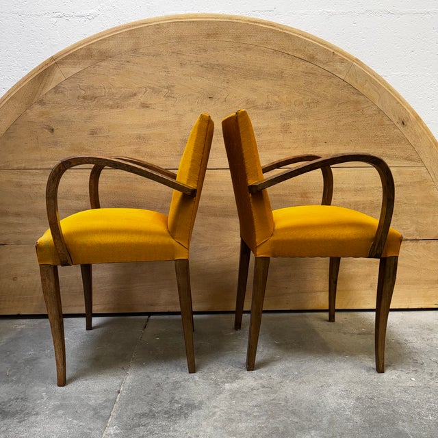 Vintage Bridge Chairs in Mustard Fabric, 1940s, Set of 2 For Sale - Image 4 of 17