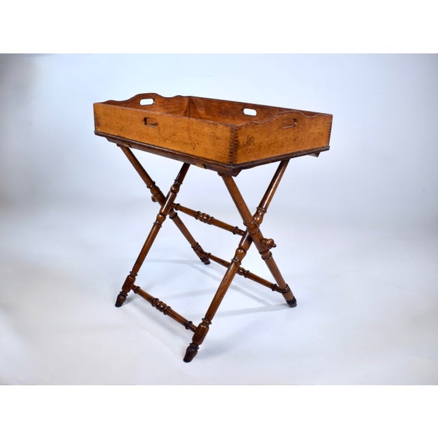 English 19th Century English Tiger Oak Butler's Tray Table For Sale - Image 3 of 15