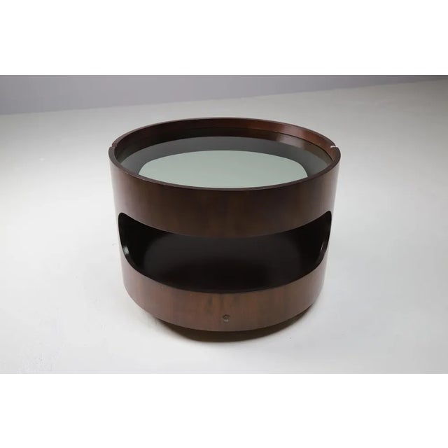 Italian Bar Cart in Walnut and Tinted Glass, 1960s For Sale - Image 6 of 9