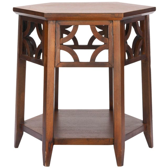 Hexagon End Table in Brown For Sale - Image 4 of 4