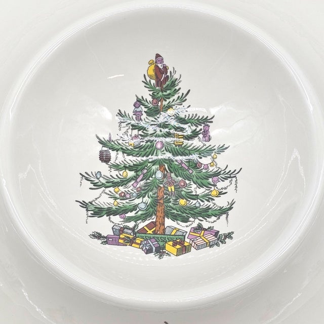 Spode Spode Christmas Tree Garland Chip & Dip Server, English Fine Holiday Earthenware For Sale - Image 4 of 9