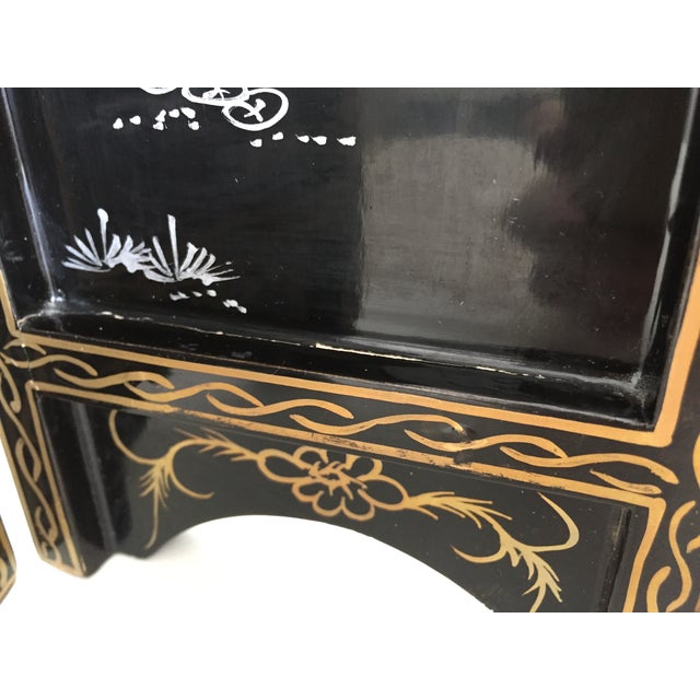 Vintage Chinese Lacquer Tabletop Folding Screen For Sale - Image 14 of 16