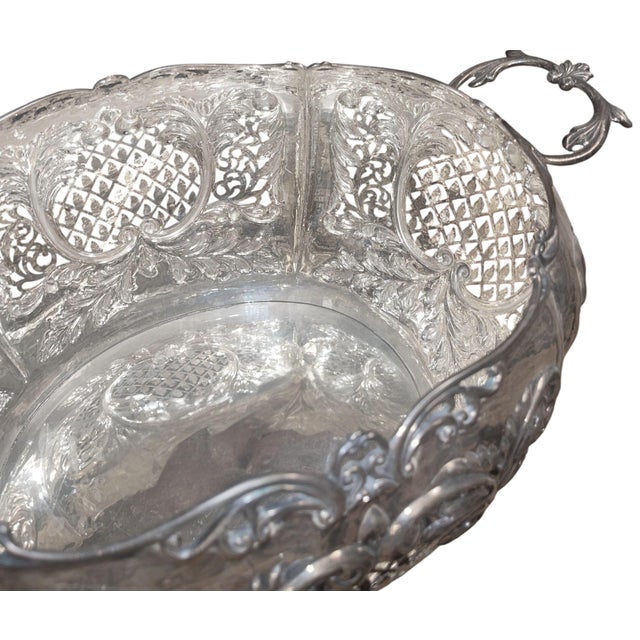 Substantial Damar 925 sterling silver centerpiece bowl / basket, finely worked with ornate repoussé and pierced...