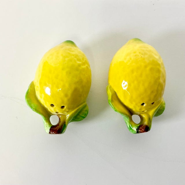 1970s Vintage Italian Mediterranean Hollywood Regency Lemon Salt & Pepper Shakers - A Pair For Sale - Image 4 of 15
