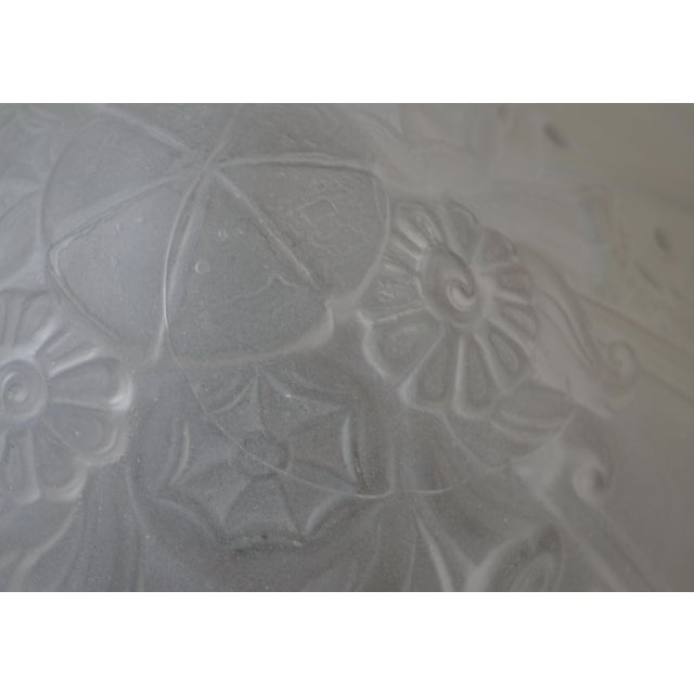 French Art Deco Pendant Light by Lorrain Daum 1930s - Floral Frosted Glass & Mickeled Bronze For Sale - Image 13 of 13