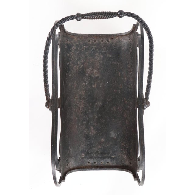 Early 20th Century Antique Arts & Crafts Wrought Iron Fireplace Log Basket For Sale - Image 5 of 7